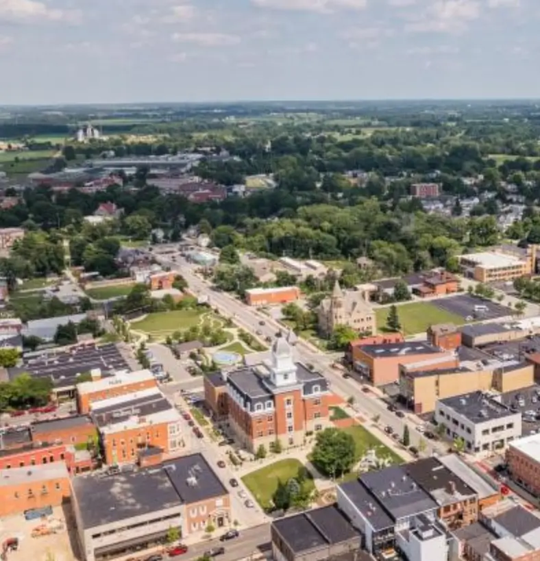 Aerial photo of Downtown Tiffin, Ohio